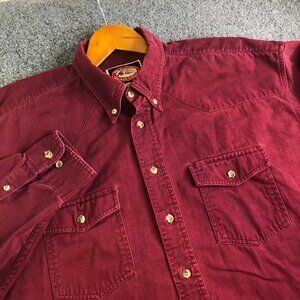 Australian Outback Collection Shirt Mens XXL Red Burgundy Western Button Front